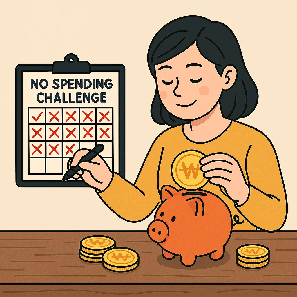무지출 챌린지를 실천하며 지출을 줄이는 라이프스타일 예시 이미지
