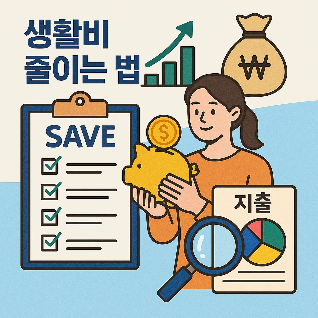 생활비 줄이는 법 - 절약 항목 비교표와 소비 패턴 분석 예시 이미지